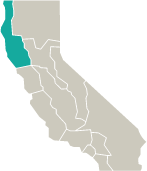 Map of North Coast Region in Northern California
